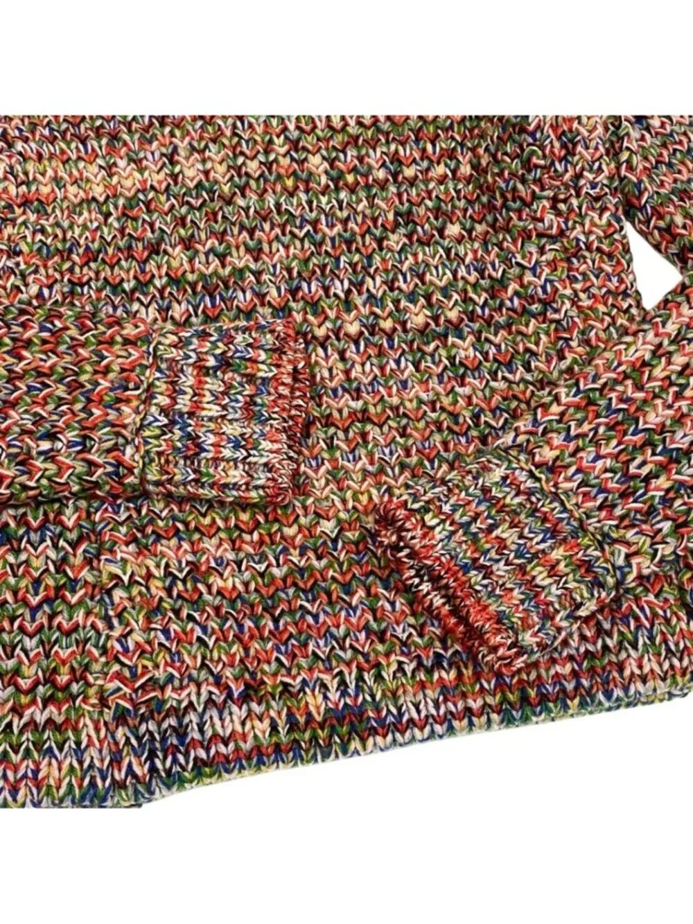 Chanel Middle Gauge Mixed Knit Sweater High Neck 34 Multicolor Wool